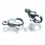 10x Edelstahl Karabinerhaken 12mm silberfarben Verschluss - Schmuckzubehör