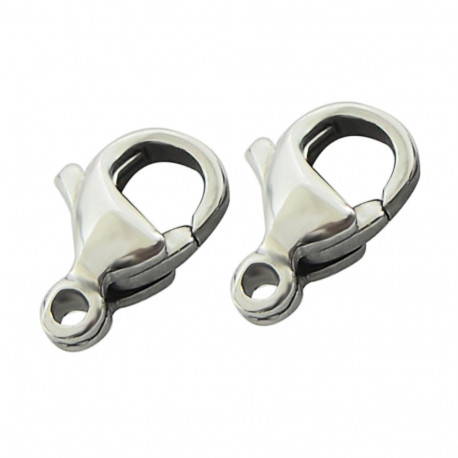 Leisure-Beads - 10x Edelstahl 316 Karabinerhaken 9mm silberfarben - Schmuckzubehör