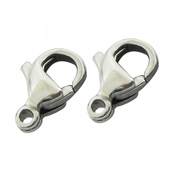 10x Edelstahl 316 Karabinerhaken 9mm silberfarben - Schmuckzubehör - Leisure-Beads DIY