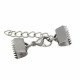 1x 15mm Edelstahl Bandklemme Verschluss mit Karabiner und Kette silberfarben - Schmuckzubehör