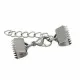 1x 15mm Edelstahl Bandklemme Verschluss mit Karabiner und Kette silberfarben - Schmuckzubehör - Leisure-Beads DIY