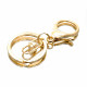 1x KC-Goldfarben Schlüsselanhänger 67x30mm mit Karabiner, Wirbel und Ring
