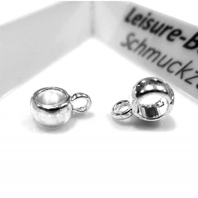 2x hellsilberfarbener Kettenverbinder 10x6mm Innen 3,5mm Tube Lederband Großloch Kettenverteiler - Schmuckzubehör - Leisure-Beads DIY