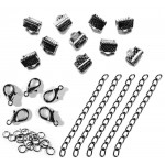 10 gunmetal Bandklemmen 6mm + Karabiner + Biegeringe + Ketten Schmuckzubehör Set