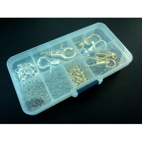 Leisure-Beads - 90 Karabinerhaken Schmuckzubehör Set in Sortierbox - Schmuckzubehör Set