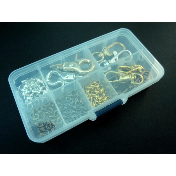 90 Karabinerhaken Schmuckzubehör Set in Sortierbox - Schmuckzubehör Set