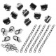 10 gunmetal Bandklemmen 8mm + Karabiner + Biegeringe + Ketten - Schmuckzubehör Set
