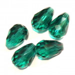 4x Petrol Glasperlen 14x10mm Tropfen - Schmuckzubehör Glasperlen