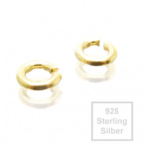 Leisure-Beads - 2x 925er Biegeringe 4,3mm x 0,7mm vergoldet Sterling Silber Binderinge - Schmuckzubehör Biegering