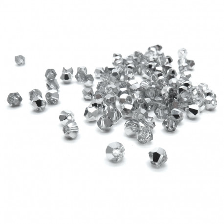 Leisure-Beads - 100x 3mm halbsilberfarben Glasperlen Bicone - Schmuckzubehör