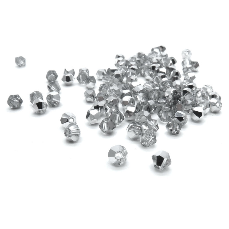 100x 3mm halbsilberfarben Glasperlen Bicone - Schmuckzubehör - Leisure-Beads DIY