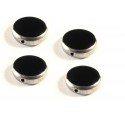 4x Schwarze Fensterperle 14mm rund Silberrahmen - Schmuckzubehör