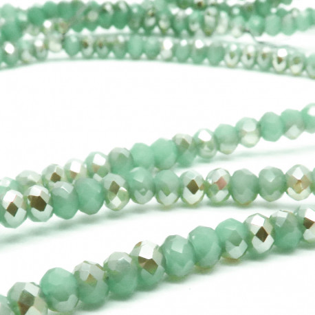 Leisure-Beads - 125x türkis-goldfarbene Glasperlen 3mm Rondelle - Schmuckzubehör