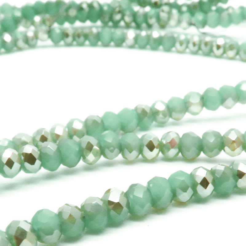 125x türkis-goldfarbene Glasperlen 3mm Rondelle - Schmuckzubehör - Leisure-Beads DIY
