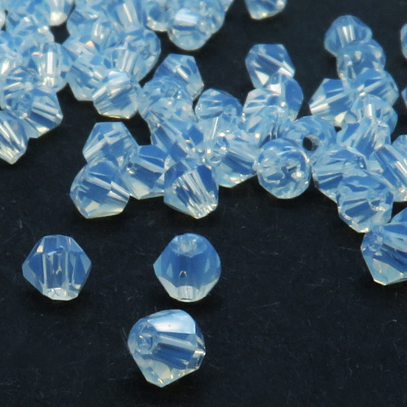 100x weiße Glasperlen 3mm halbtransparente Bicone - Schmuckzubehör Glasperlen - Leisure-Beads DIY