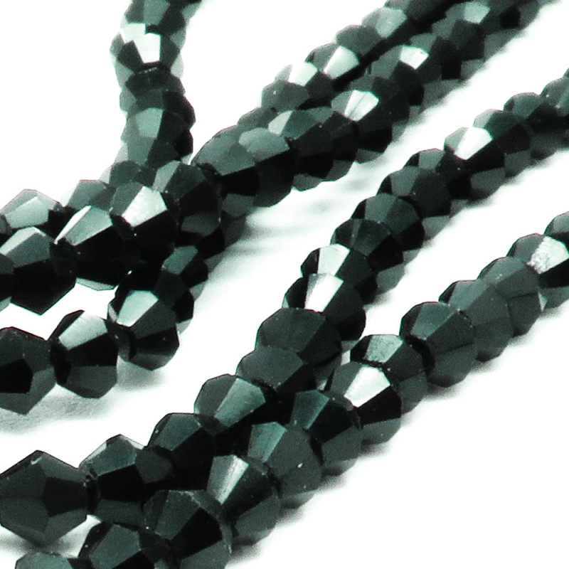125x Schwarze Glasperlen 3mm Bicone - Schmuckzubehör Glasperlen - Leisure-Beads DIY