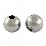 2x Edelstahl Perle 8x7,5mm Loch 3mm Kugel silberfarben Großloch - Schmuckzubehör