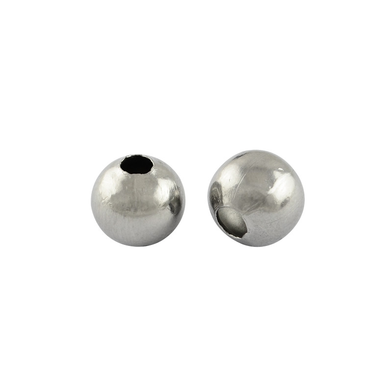 2x Edelstahl Perle 8x7,5mm Loch 3mm Kugel silberfarben Großloch - Schmuckzubehör - Leisure-Beads DIY
