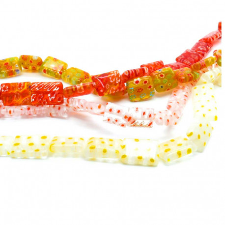 Leisure-Beads - 4x Strang rottönige Millefiori Perlen MIX 19 - Schmuckzubehör