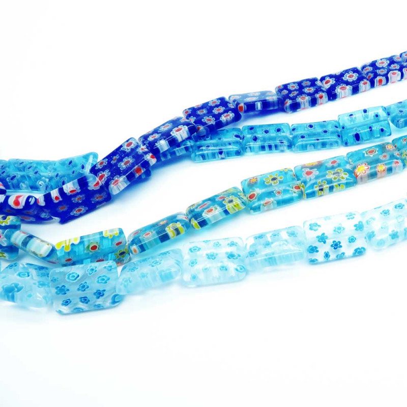 4x Strang blautönige Millefiori Perlen MIX 20 - Schmuckzubehör - Leisure-Beads DIY