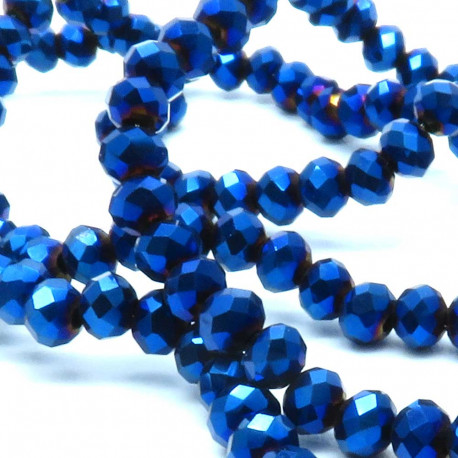 Leisure-Beads - 135x blaue Glasperlen 2x3mm mit AB-Effekt - Schmuckzubehör zum Glasschmuck basteln
