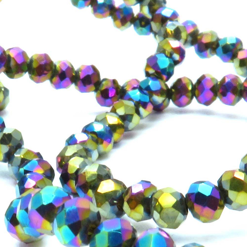 135x vitrail grün lila Glasperlen 2x3mm mit AB-Effekt - Schmuckzubehör - Leisure-Beads DIY