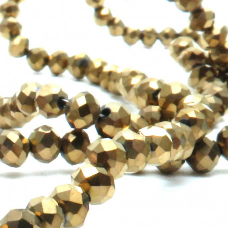 Leisure-Beads - 135 goldfarben Glasperlen 2x3mm geschliffene Rondelle - Schmuckzubehör Glasperlen