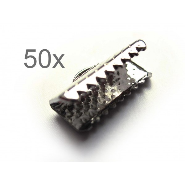 50x silberfarbene Bandklemme 13mm silberfarbene Bandverbinder - Schmuckzubehör - Leisure-Beads DIY