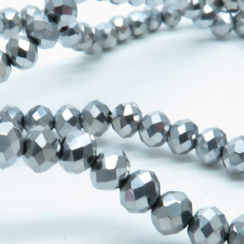 135x Glasperlen 2x3mm silberfarben - Schmuckzubehör - Leisure-Beads DIY