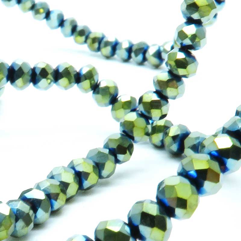 135x metallic grüne Glasperlen 2x3mm - Schmuckzubehör - Leisure-Beads DIY