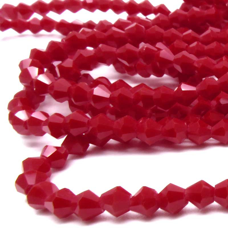 125x blutrote Glasperlen 3mm Bicone - Schmuckzubehör - Leisure-Beads DIY