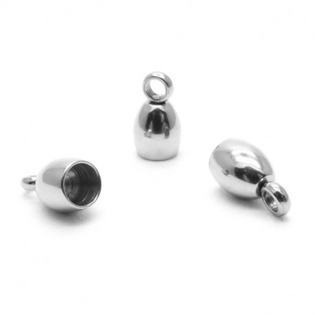Leisure-Beads - 2x Edelstahl Endkappe Innen 3mm Größe 8x4,5mm silberfarben - Schmuckzubehör