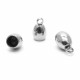 2x Edelstahl Endkappe Innen 4mm Größe 9x6mm silberfarben - Schmuckzubehör