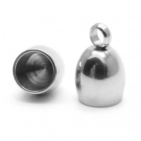 Leisure-Beads - 2x Edelstahl Endkappe Innen 5mm Größe 10,5x7mm silberfarben - Schmuckzubehör