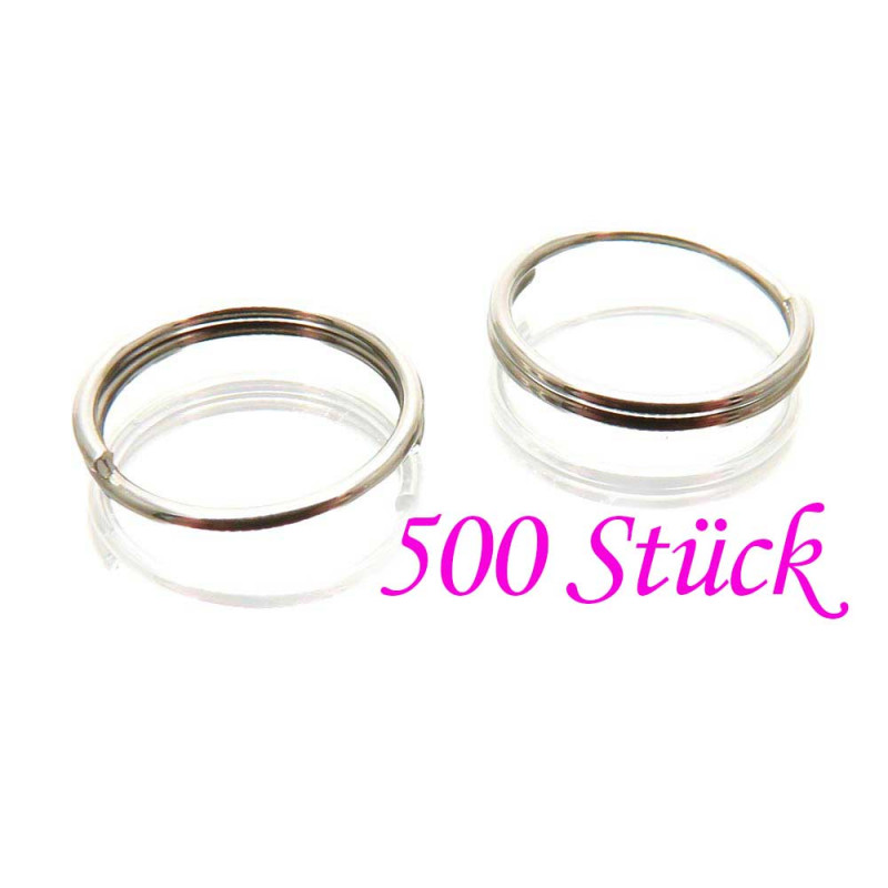 500x Edelstahl Spaltring 8mm Doppelring silberfarben - Schmuckzubehör - Leisure-Beads DIY
