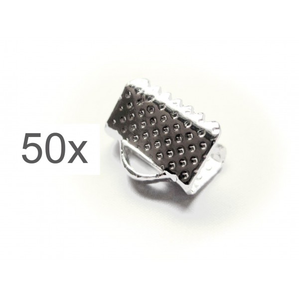 50x Bandklemme 10mm hellsilberfarben Bandverbinder - Schmuckzubehör