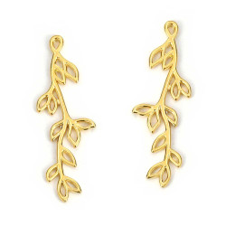 Leisure-Beads - 1x goldfarbener Ast/Zweig 46x16mm Schmuckanhänger - Schmuckzubehör