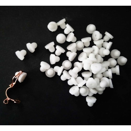 Leisure-Beads - 10x weiße Gummi Polster für Ohrclips 6x5mm weiche Ohrclips Polster - Schmuckzubehör zum Ohrclips selbermachen