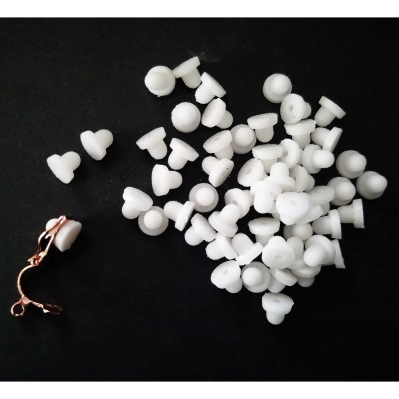 10x weiße Gummi Polster für Ohrclips 6x5mm weiche Ohrclips Polster - Schmuckzubehör zum Ohrclips selbermachen - Leisure-Beads DIY