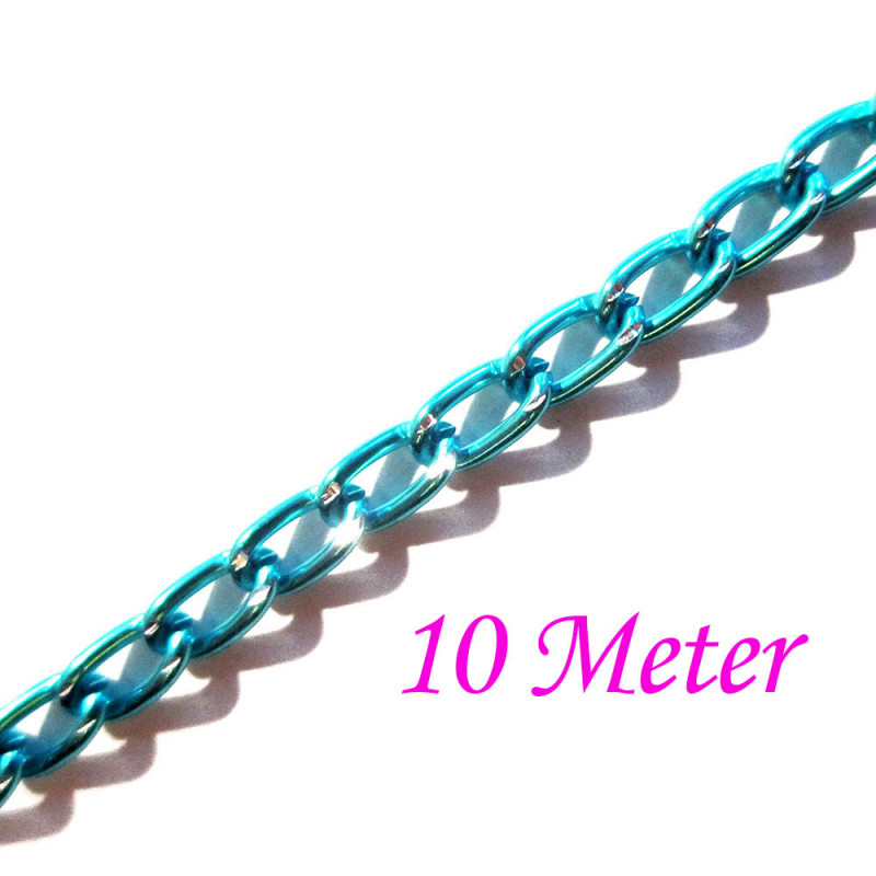 10m blaue Aluminium Kette 6x3.5mm Gliederkette - Schmuckzubehör Gliederkette - Leisure-Beads DIY