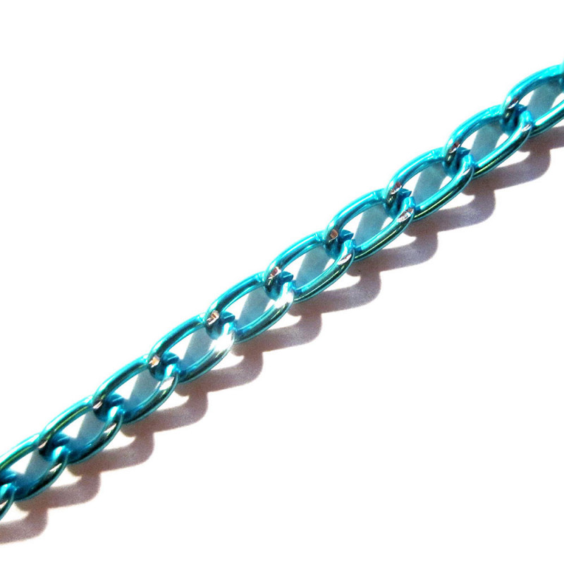 1m blaue Aluminium Kette 6x3.5mm Gliederkette - Schmuckzubehör - Leisure-Beads DIY