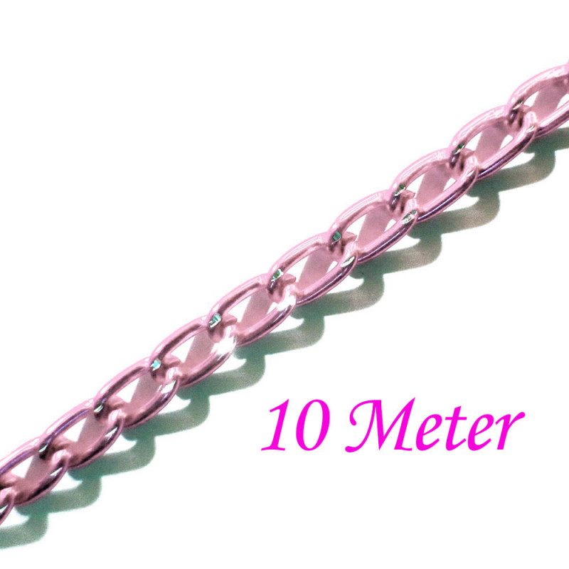 10m rosa Aluminium Kette 6x3.5mm Gliederkette - Schmuckzubehör - Leisure-Beads DIY