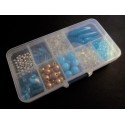 Box mit türkis goldfarben silberfarben Perlenmix aus Acrylperlen - Schmuckzubehör Set