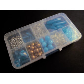 Box mit türkis goldfarben silberfarben Perlenmix aus Acrylperlen - Schmuckzubehör Set