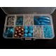Box mit türkis goldfarben silber Perlenmix aus Acrylperlen - Schmuckzubehör Set