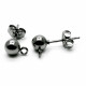 2x gunmetal Ohrstecker 16x7,5mm mit Öse Kugel 5mm - Schmuckzubehör Ohrringe basteln