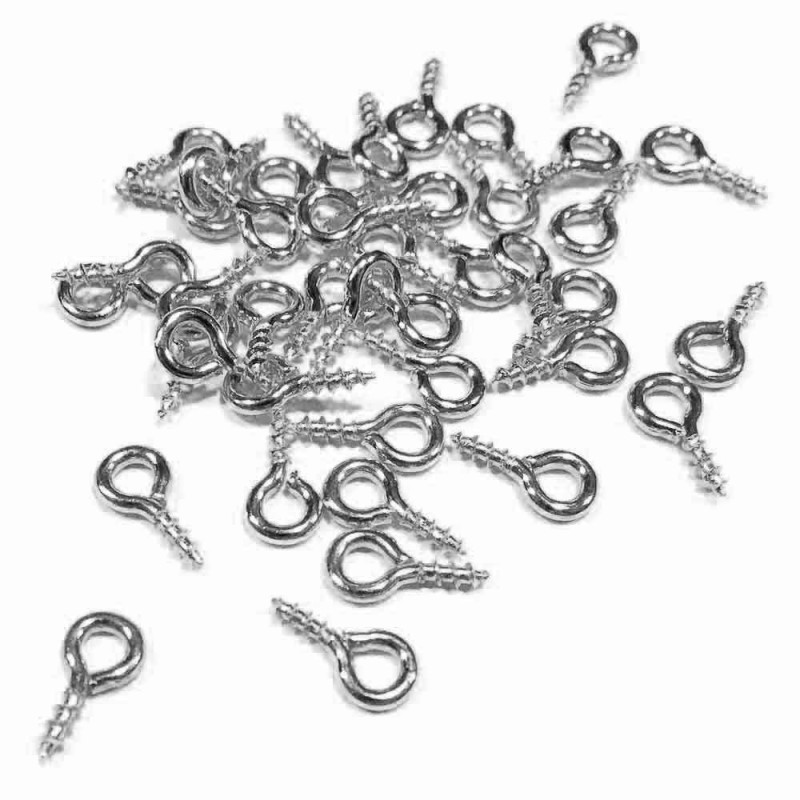 20x silberfarbene Schmuckhaken 8x4mm Perlenhaken silberfarbene Anhängerhaken mit Gewinde - Schmuckzubehör