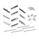 10x silber Bandklemmen 30mm, 5 Karabiner, 10 Biegeringe, 5 Verlängerungskettchen als Schmuckzubehör Set - Schmuckzubehör Set