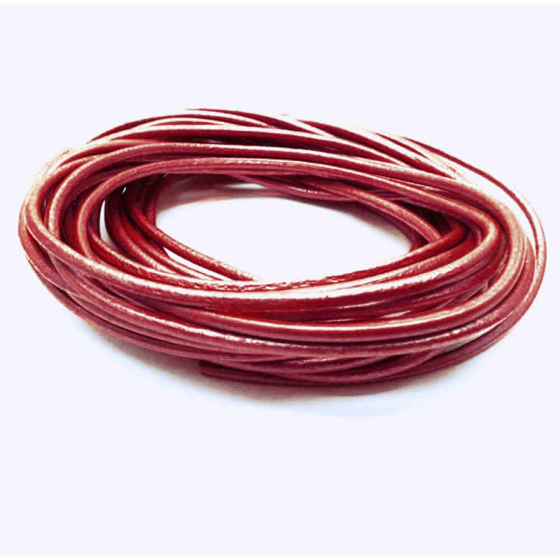 95cm erdbeerrote Lederschnur 2mm Perlglanz - Schmuckzubehör - Leisure-Beads DIY