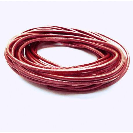 Leisure-Beads - 95cm erdbeerrote Lederschnur 1,5mm Perlglanz - Schmuckzubehör